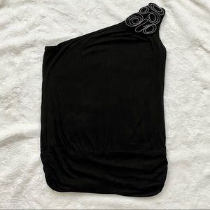 Pinc Knit One Shoulder Top with Zipper Accent Black Size Large